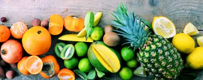 Fresh fruits on table