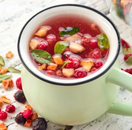 Pomegranate, mint and berries beverage
