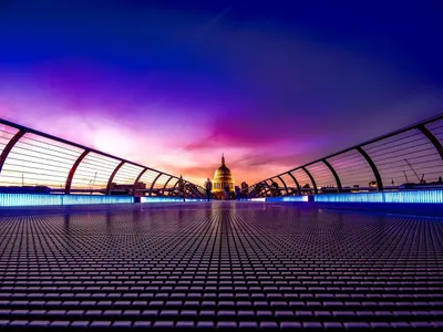Purple sunset skyline