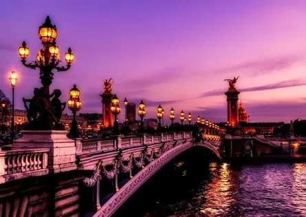 Purple nighttime skyline