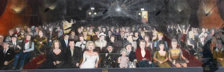 Crowd of people watching movie