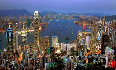 Night View of Hong Kong Skyline
