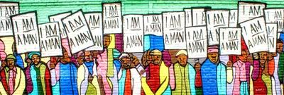 Protestors holding signs