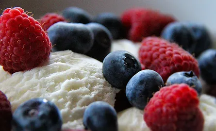Cream and berries