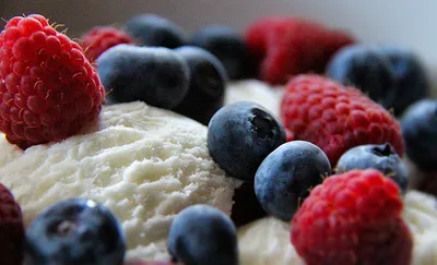 Cream and berries