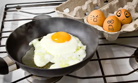 Cartoon eggs and frying egg