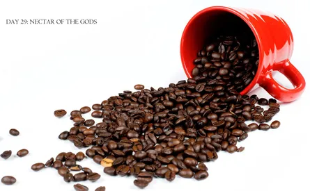 "Coffee beans in coffee cup"