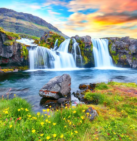 Beautiful waterfall landscape