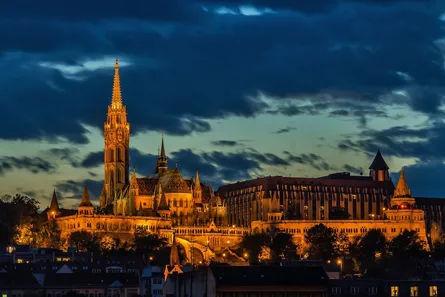 Cathedral lit up at night