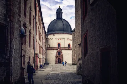 Old church in alley