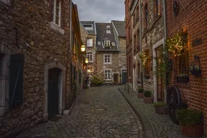 Long narrow cobblestone street