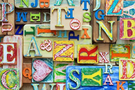 Wooden letters on wall