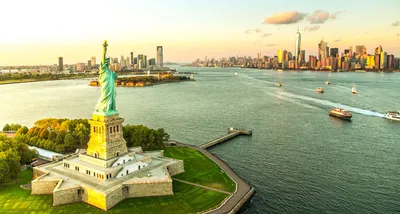 Sunset over Liberty Statue