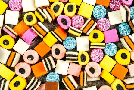 Candy assortment on table