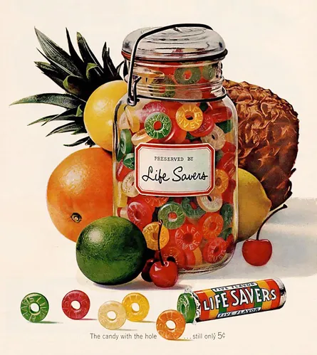 Colorful advertisement for candy