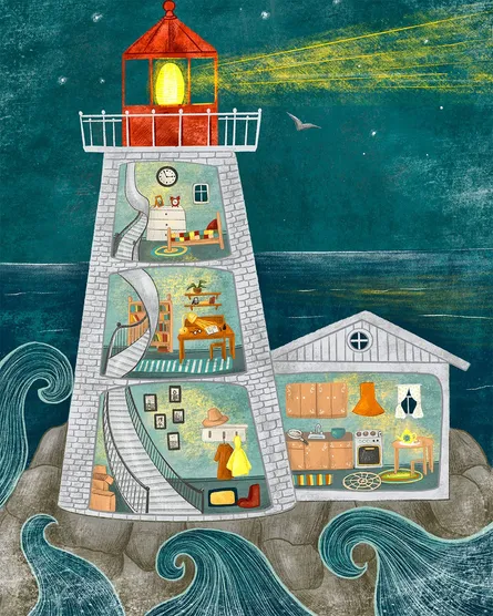 Lighthouse inside out underwater scene