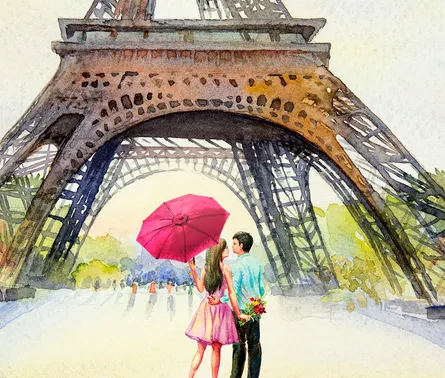 Couple under eiffel tower