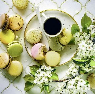 Sweet Macarons and Coffee