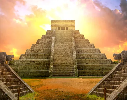 Sunlight on temple steps