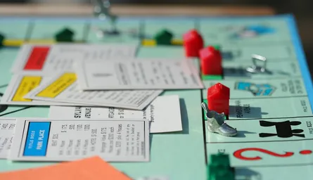 Monopoly board game with pieces