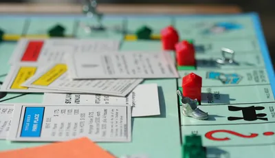 Monopoly board game with pieces