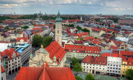 Red roofs cityscape