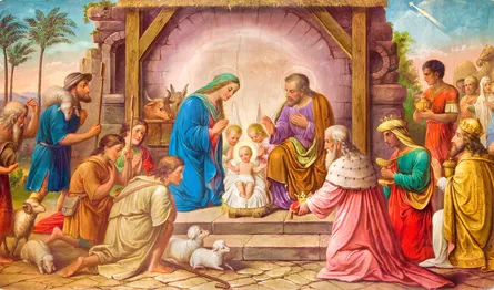 Religious painting with religious figures