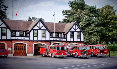 Fire station with fire trucks