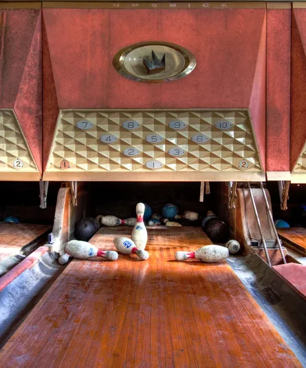 Bowling alley filled with pins
