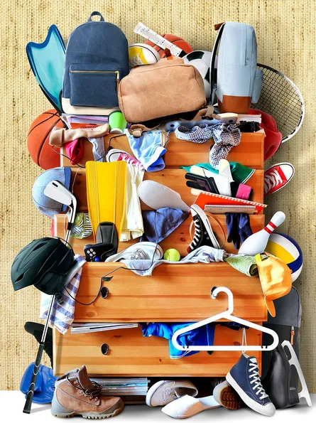 Packed closet full of items