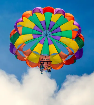 Multi colored hot air balloon