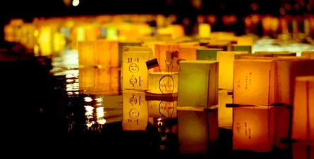Candles lit by water, creating an unusual sight