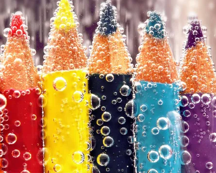 Rain drops on colored pencils