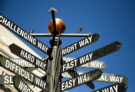 Words pointing different directions
