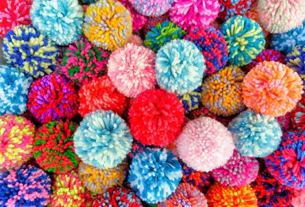 Colorful Pompoms in Pile