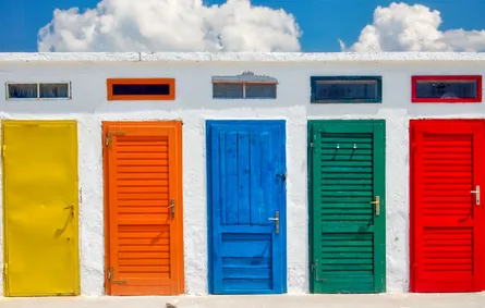 Row of colorful shutters