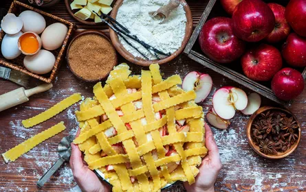 Pie on wooden table