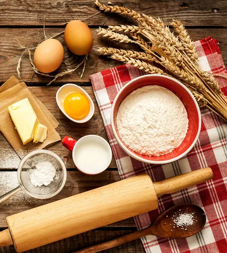 Baking ingredients on table