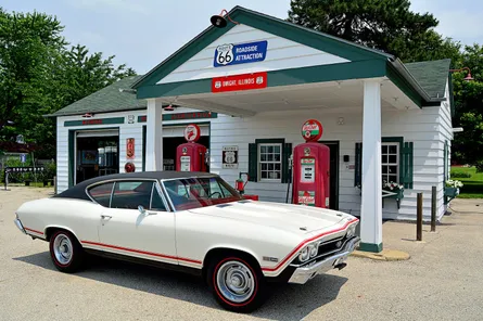 Car parked outside gas station