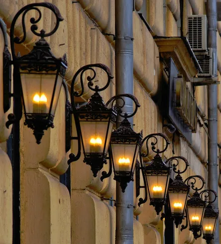 Street lights on building