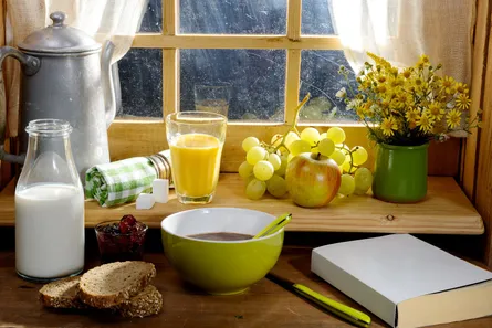 Breakfast on window sill