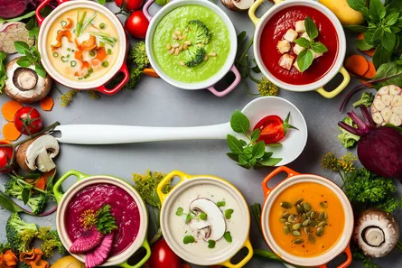 Colorful bowls on table