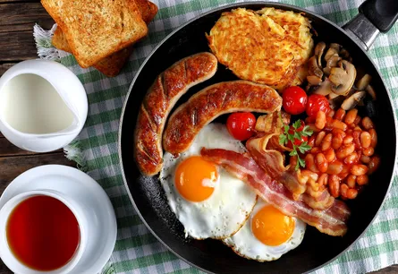 Breakfast feast on table