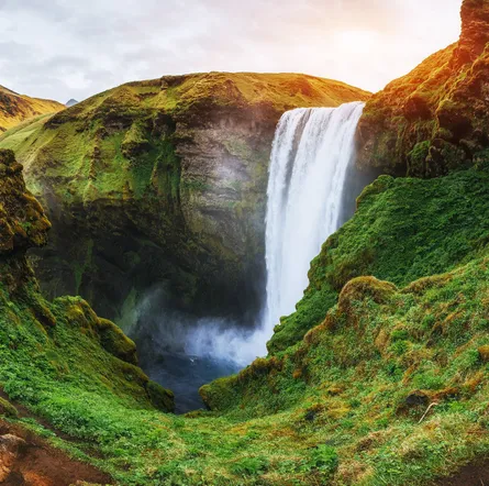 Majestic mountain waterfall