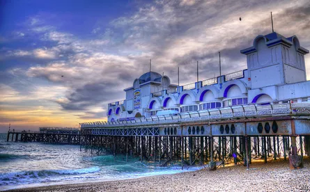 Large pier at sunset