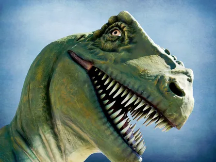 Fake dinosaur with big teeth