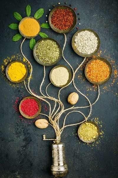 Spices, tree with spices, flower