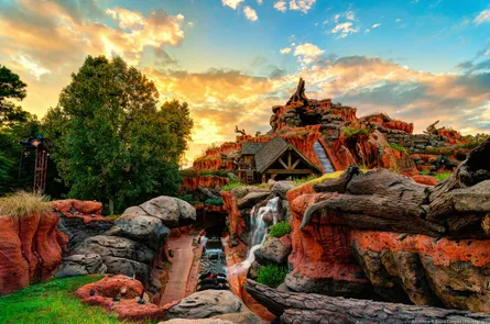 Amusement park at sunset