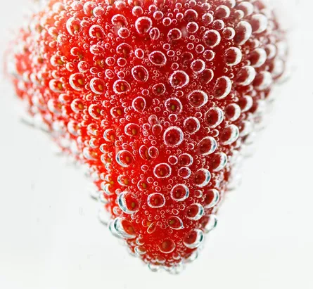 Bubbles on strawberry
