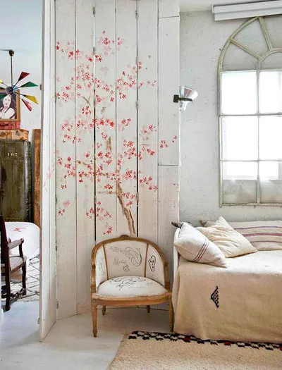Floral wallpaper decorative tree painted on wall white bedroom theme decorative wall wall decoration